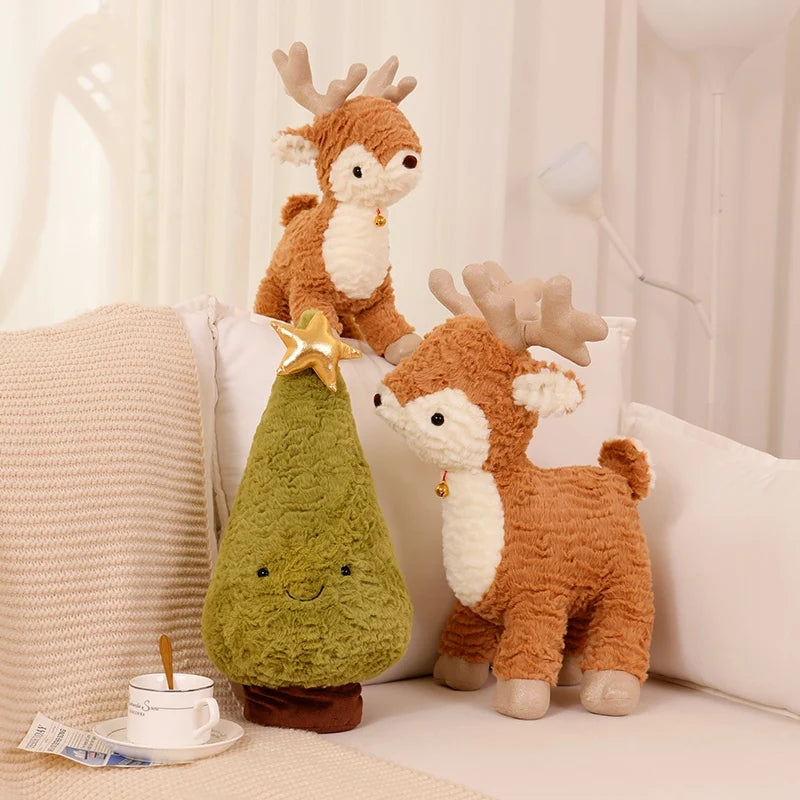 Adorable Xmas Tree Plushie  & Stuffed Reindeer Plushie