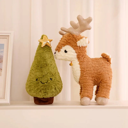 Adorable Xmas Tree Plushie  & Stuffed Reindeer Plushie