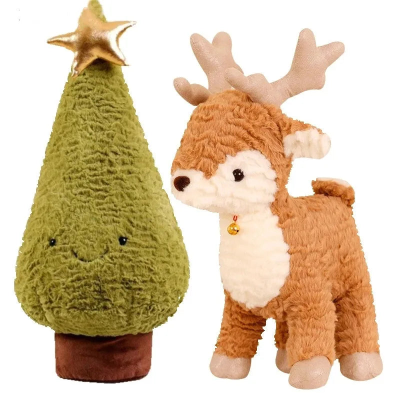 Adorable Xmas Tree Plushie  & Stuffed Reindeer Plushie